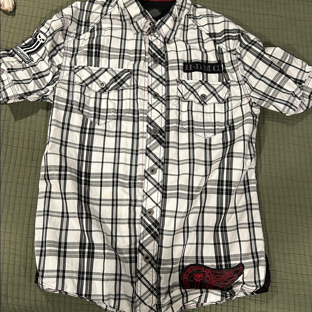 Harley-Davidson Black and White Checkered Shirt